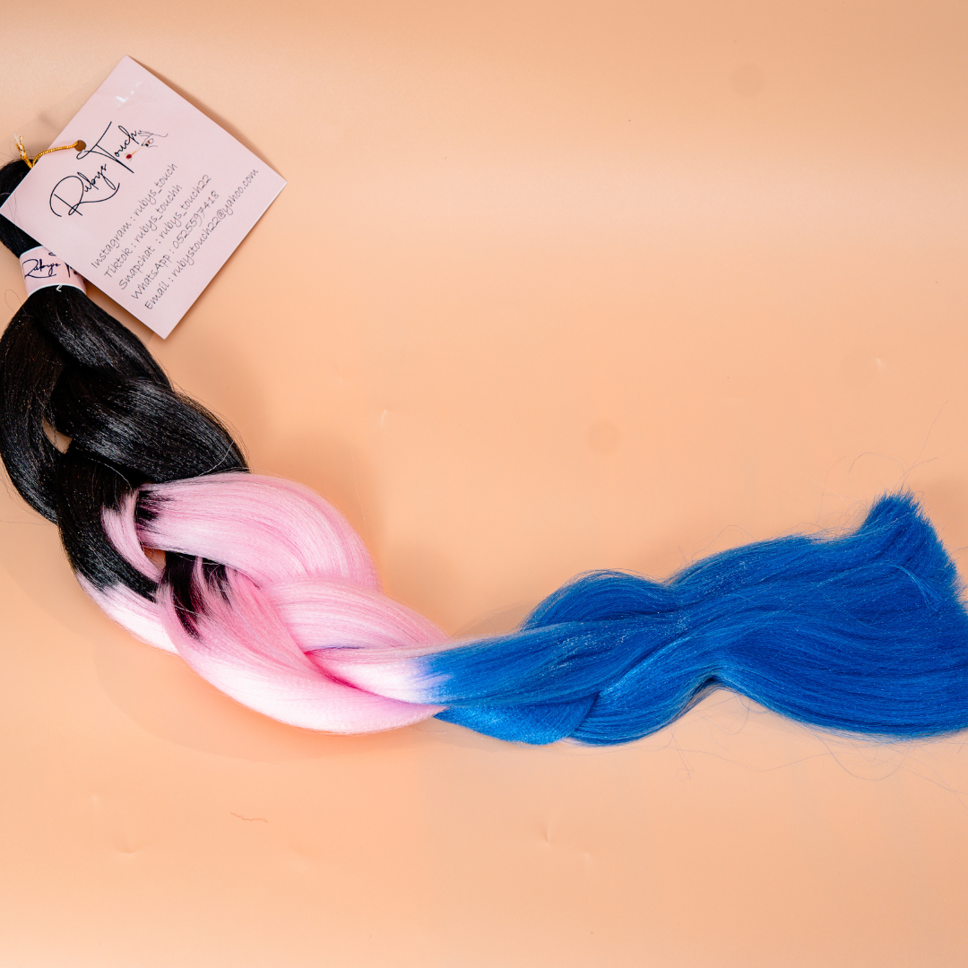 Braid extensions- Black, Blue & Pink